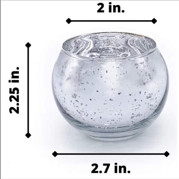 8 Round silver mercury glass candle holder votives - Picture 2 of 3